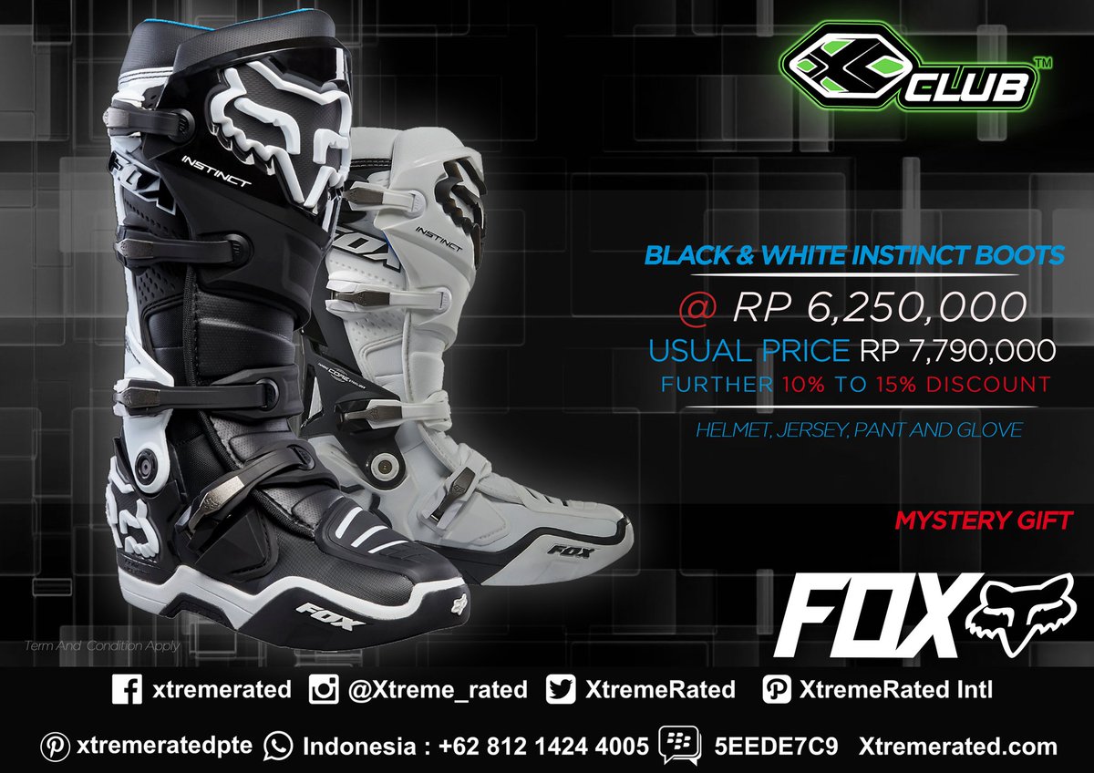 Xtreme_Rated's tweet photo. Available in all XCLUB leading stores!
#xtremerated #xclub #foxracing #instinctboots #foxinstinct #booots #motocross #mx #trail #adventure https://t.co/DFH4V5Frve