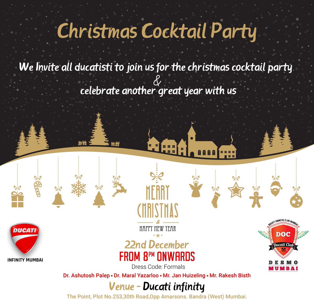 DesmoMumbai's tweet photo. Join us to For a "Christmas Cocktail Party" to celebrate the wonderful time of the year, with good friends. : https://t.co/byVJAF1xq2 https://t.co/Adi5HqmcWn