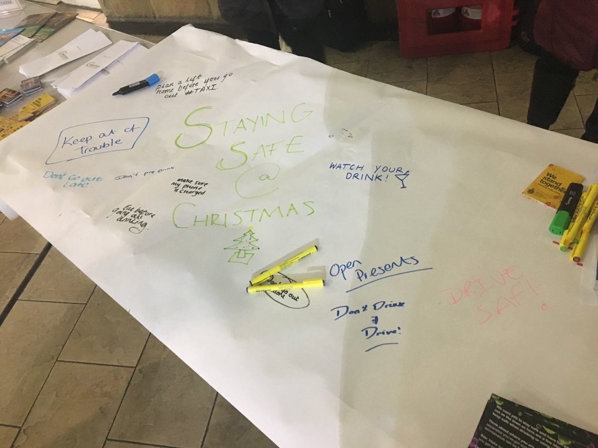 LifelineBarnsYP's tweet photo. Excellent xmas safety messages from young people in Barnsley last night #drymixdecember #staysafe #knowyourlimits #allaware https://t.co/hP2sLi9BGK