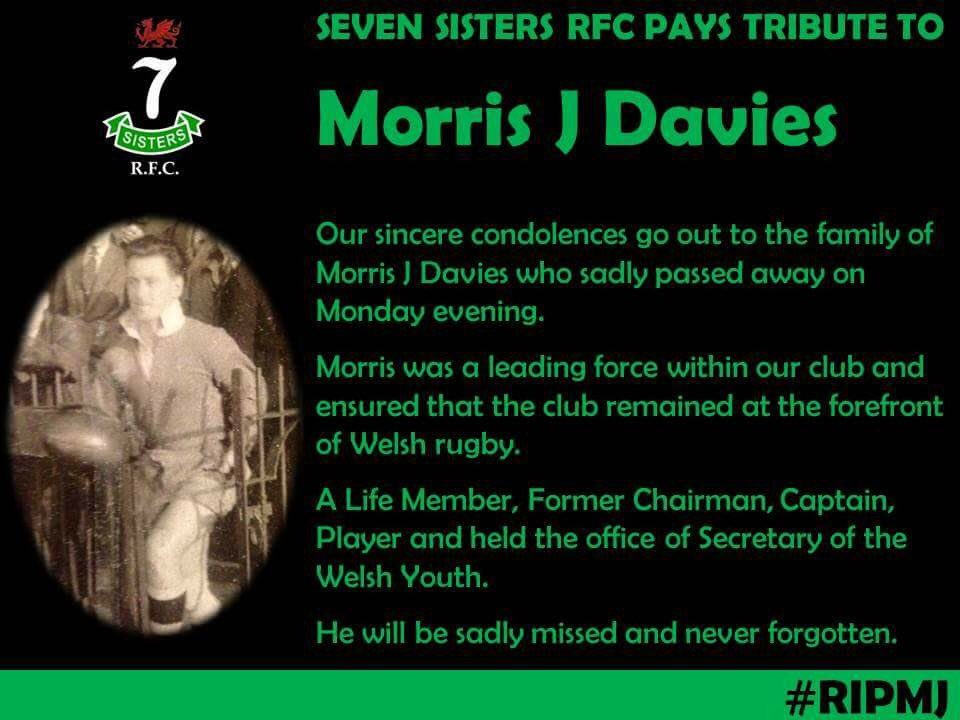 SevenSistersRFC's tweet photo. A tribute to Morris J Davies from Seven Sisters RFC #RIPMJ https://t.co/Non8YE7Vbj