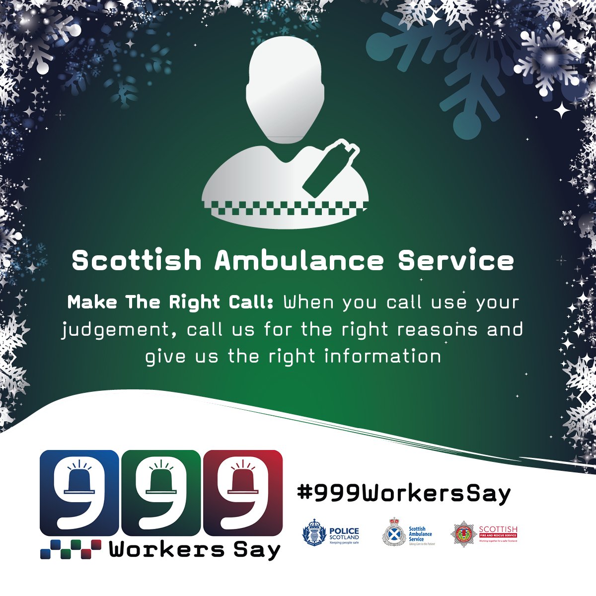 PoliceScotland's tweet photo. 999 services are asking you to Know Your Limits, Make the Right Call &amp; Think Fire Safe over festive season #KeepXmasSafe https://t.co/4PG1JPn1J3