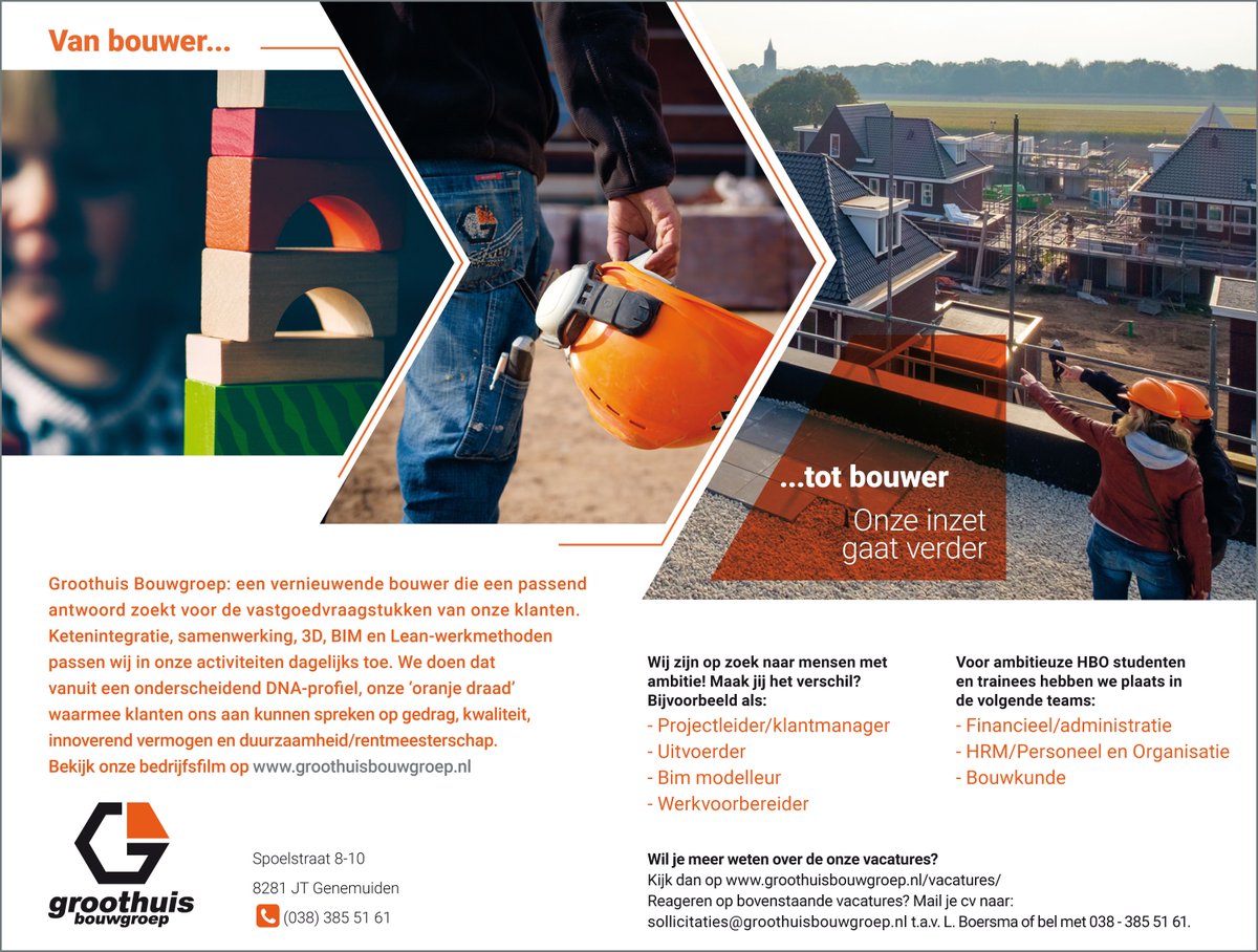 Wij zijn op zoek naar ambitieuze mensen! Kom jij ons team in 2017 versterken? Meer info: groothuisbouwgroep.nl