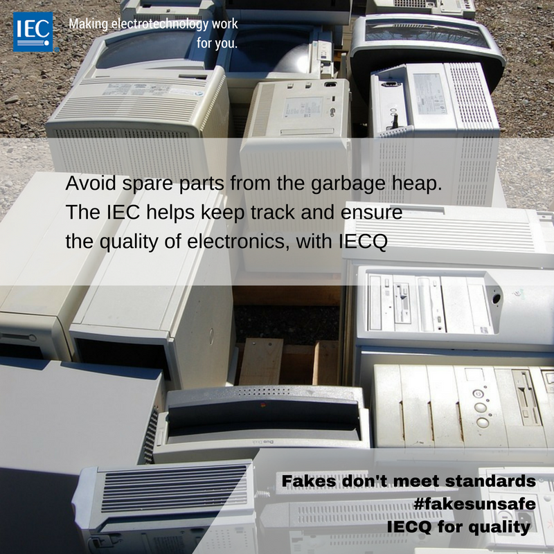 IECStandards's tweet photo. Avoid spare parts from the garbage heap. The IEC helps keep track and ensure the quality of electronics, with #IECQ #fakesunsafe https://t.co/cEJzT05yAF
