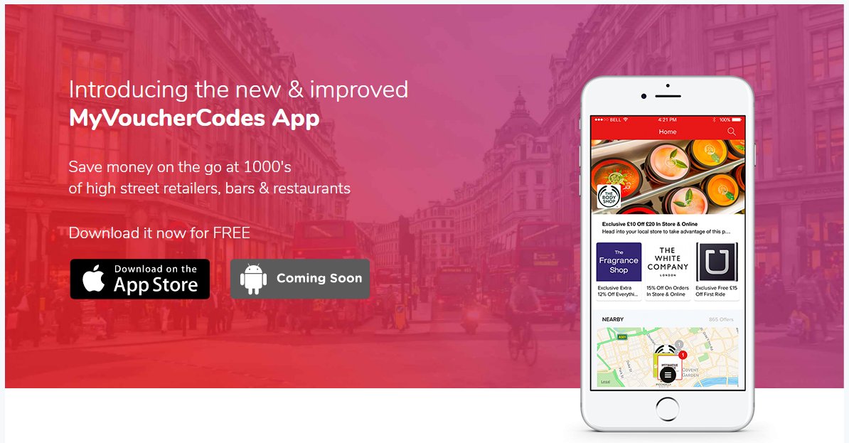 MyVoucherCodes's tweet photo. Download our app ๐ฑ> https://t.co/g8SKKyzdmG - Shop both in-store and online with ease. #Apple #AndroidComingSoon #Discounts #App https://t.co/Sz9UEIJZON