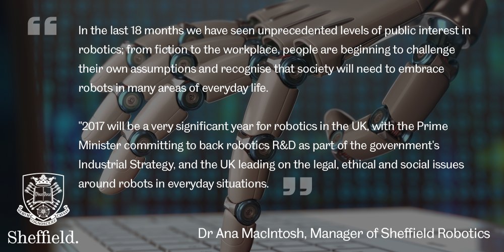 sheffielduni's tweet photo. “2017 will be a very significant year for robotics in the UK” Dr Ana MacIntosh from @ShefRobotics #12daysofthinking https://t.co/s6xINiD3sN