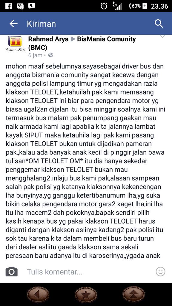 sinaga_hasian's tweet photo. Ayo kampanyeka #savetelolet karena polisi menilang bus yg telolet...
#OmTeloletOm https://t.co/fvVZEBfTFi