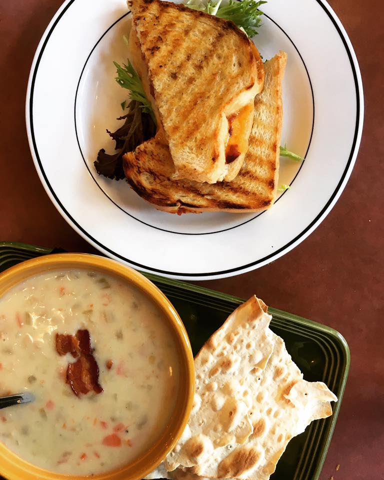 It's almost lunch time! How about a Double Grilled Cheese with Cherry Tomato Chutney and New England Clam Chowder? #ThursdayThought