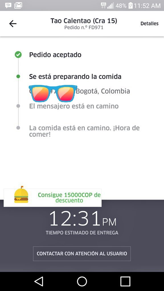 ing_jerc's tweet photo. A almorzar gratis gracias a @Uber_Col 😀😀😀 https://t.co/e2H9TAwzUb