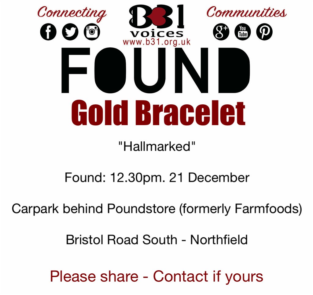 B31Voices's tweet photo. #B31Found - Gold Bracelet - #Northfield https://t.co/XOEPEeXICD