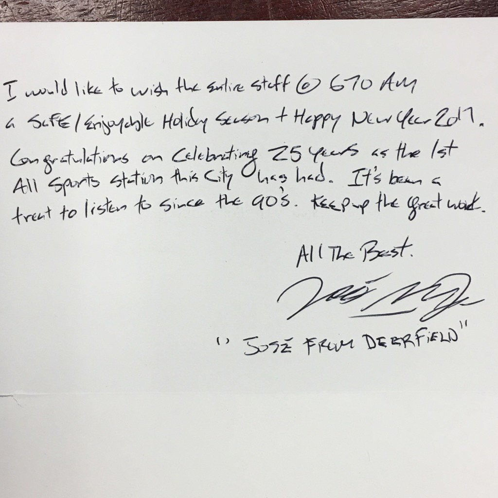 MitchRosen670's tweet photo. From a loyal @670TheScore listener. That's why we do what we do. Thanks to all our listeners. #scoreheads https://t.co/1iiBpsD3Ju