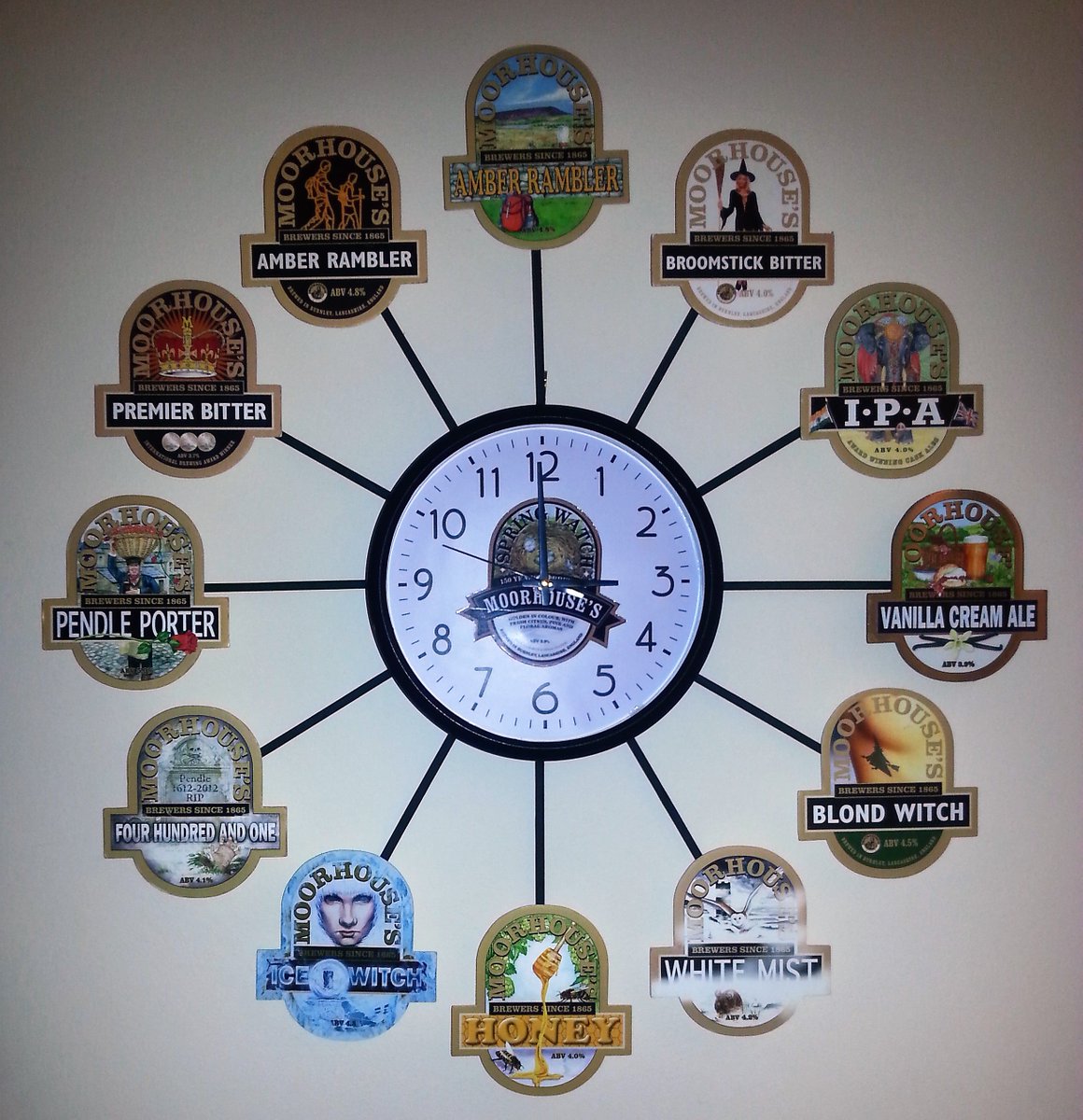 coll1956's tweet photo. @Moorhousesbrew Hi a friend made me this clock I think it looks great showing off your ales be interested to see what you think looks great https://t.co/O9izGSVW8f