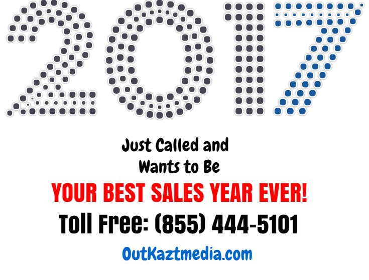 OutkaztMedia's tweet image. 2017 Is the Time to SELL MORE CARS!  Toll Free: 855 444-5101 #sellmorecars #datadrivensales #topsalesperson  #carsales