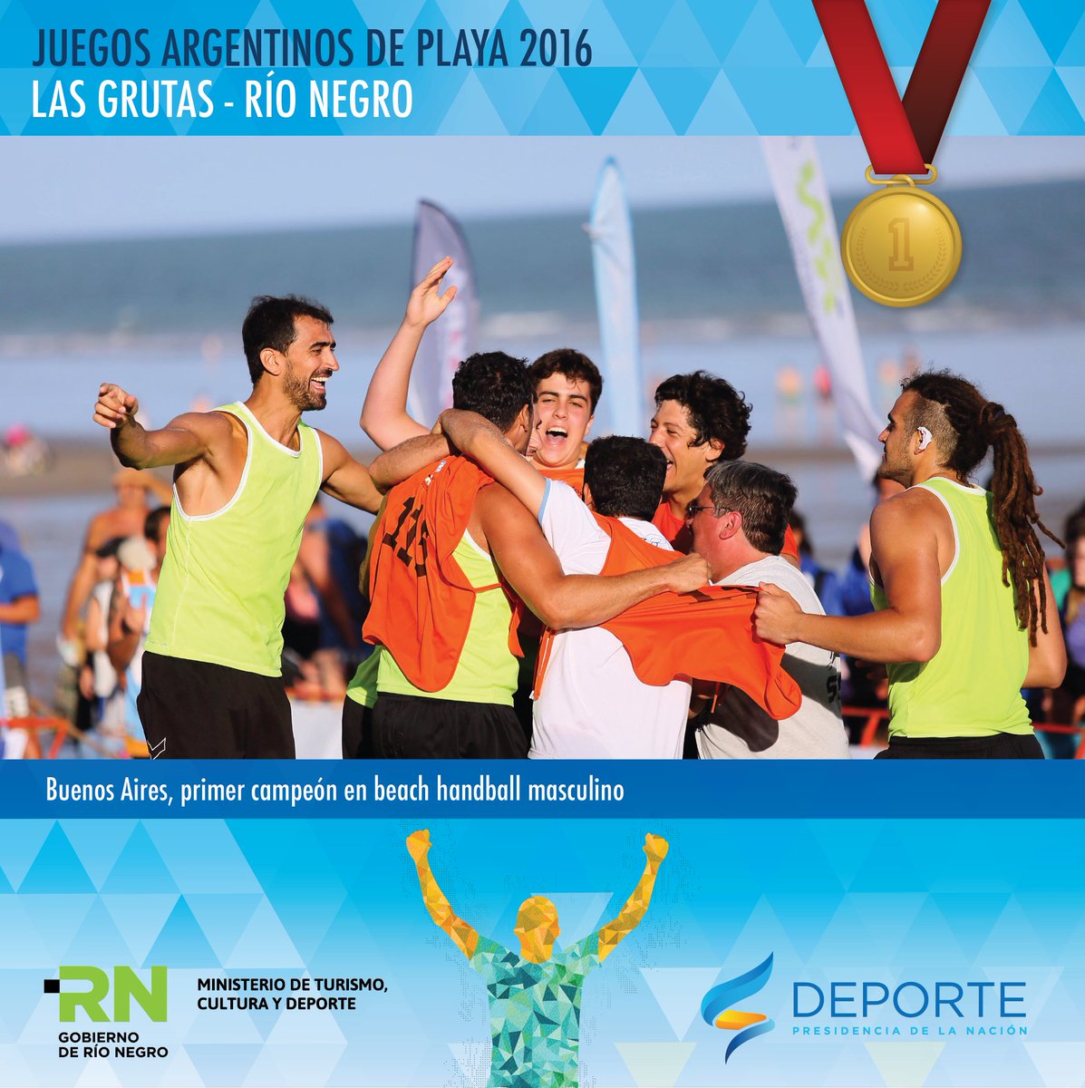 #JuegosPlaya2016 #LasGrutas Hoy es el turno del beach handball. En la rama masculina Buenos Aires fue puro festejo