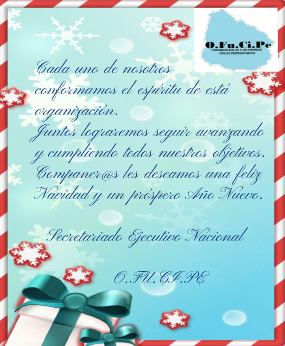 <a href="/OFUCIPE/">O.FU.CI.PE</a> Les deceamos muchas felicidades en estas fiestas! Salud compañeros y arriba los que luchan!