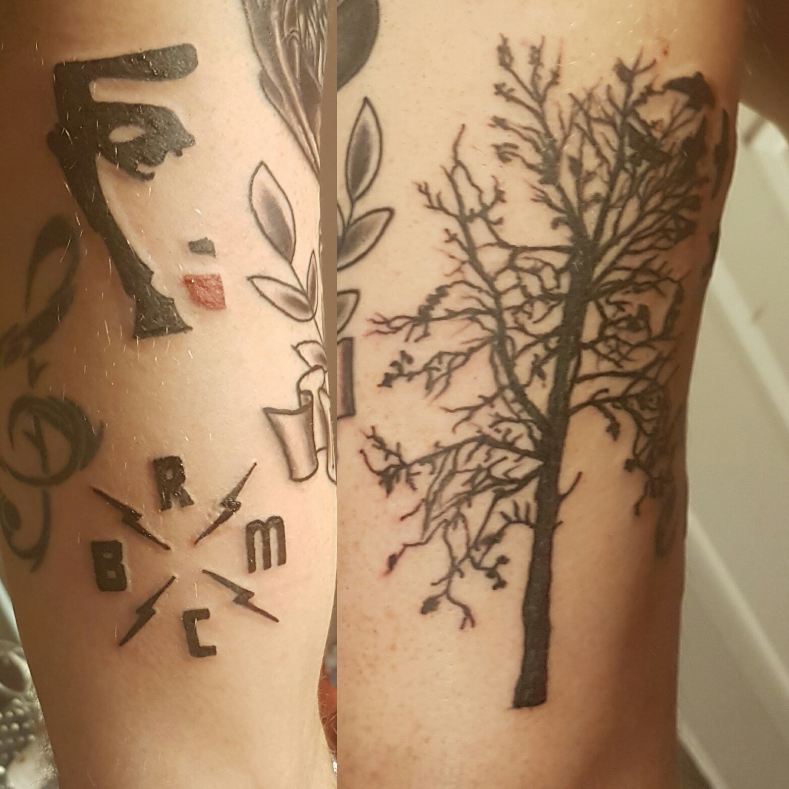 zazatattoos:birch-tree-treetattoo-full-color-sleeve-tattoo