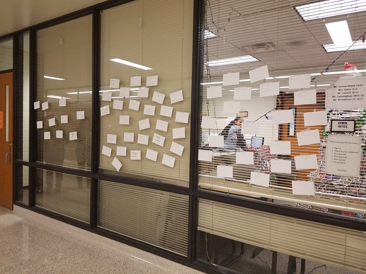OPS_BryanHigh's tweet photo. Thank you BHS StuCo for the notes of encouragement! StuCo made one for every student &amp; teacher &amp; posted them around the building to find! https://t.co/rXQTJp7h9x