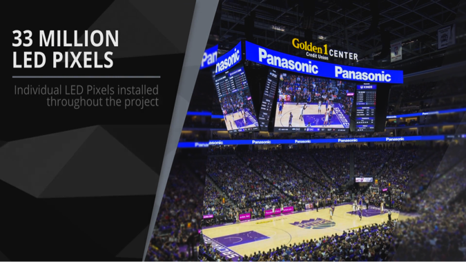 PanasonicNA's tweet photo. At 13,000+ sq. ft., Panasonic’s 4K video board for the @SacrementoKings at @Golden1Center is the NBA’s largest.
https://t.co/QICTBcpDRQ https://t.co/UebSsOcTig