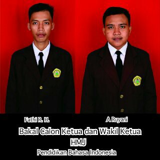 Selamat kpd Fathi &amp; Aruy atas terpilihnya sbg Ketua dan Wakil ketua Himpunan Mahasiswa Jurusan Pendidikan Bahasa Indonesia tahun 2017.