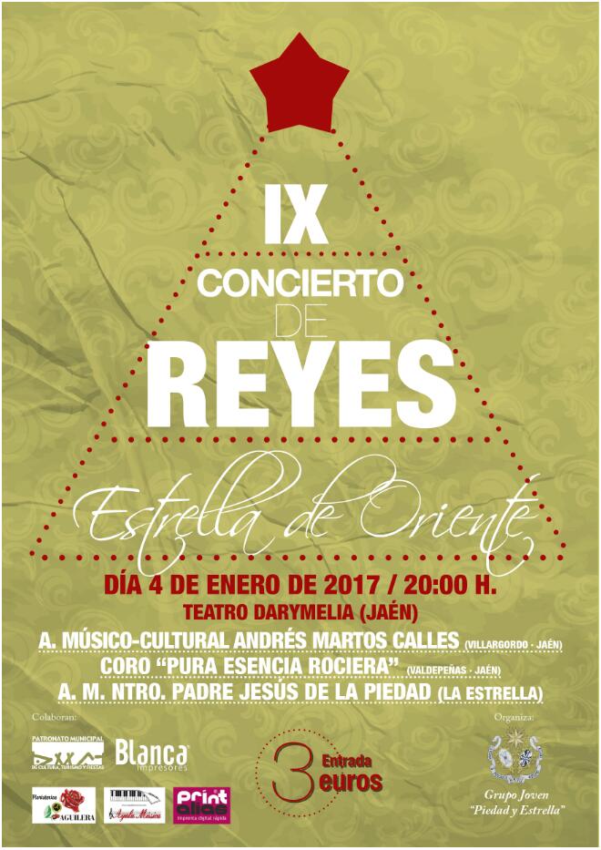 Un año más,  ya esta aquí el concierto del <a href="/GJEstrellaJaen/">GJ Piedad y Estrella</a>. Les deseamos que disfruten del concierto, a ellos y a <a href="/AmEstrellaJaen/">A.M. La Estrella de Jaén</a> .
