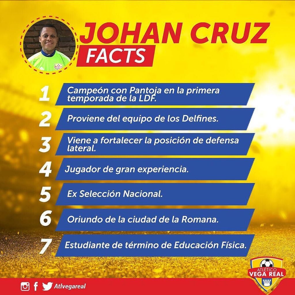 atlvegareal's tweet photo. Compartimos algunos hechos importantes acerca de #johancruz nuestro nuevo defensa lateral.… https://t.co/KSOVroB8Wi https://t.co/CazNEy9aZ0