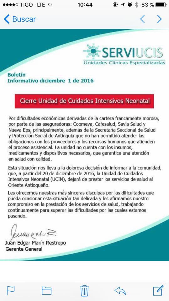 clemayorga's tweet photo. !Mas servicios de pediatria cerrados! La realidad supera calificaciones del sistema de salud, niñ@s los mas afectados @Mesa_Nal_Salud https://t.co/a0rkrEZ8BP