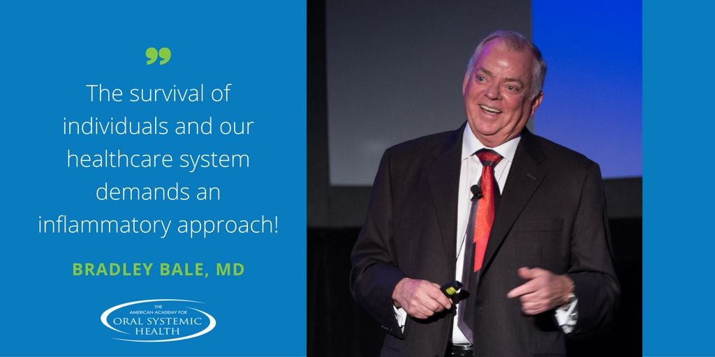 AAOSHconnect's tweet image. "The survival of individuals and our healthcare system demands an inflammatory approach!" - Bradley Bale, MD of @baledoneen