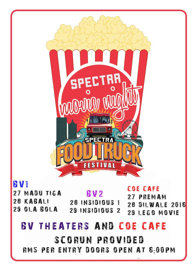 UnitenFiestaOne's tweet photo. Here's our Spectra, The FoodTruck Festival and Movie Night. 
Join us on 27,28,29 of December 2016😊👌 https://t.co/j2h1GkYRV4