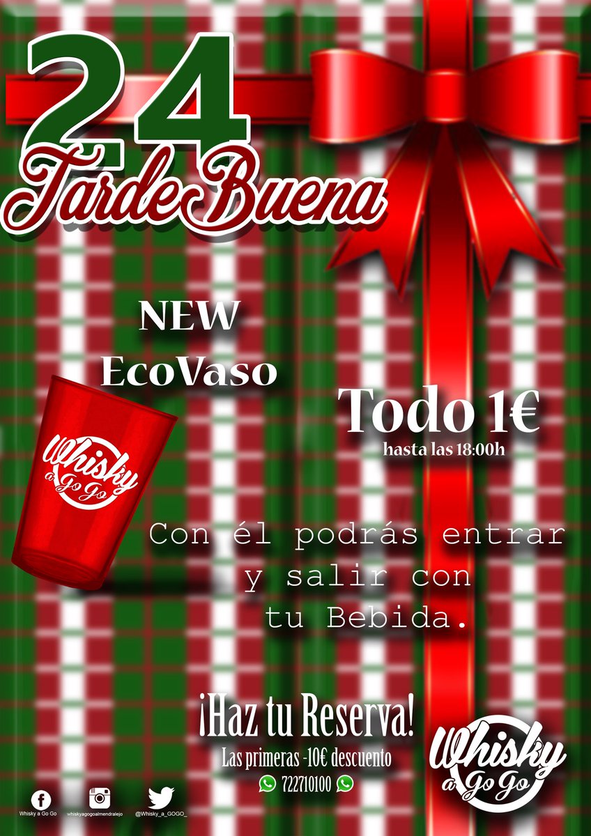 Whisky_a_GoGo_'s tweet photo. ¡ 🎄Ya llego la Navidad 🎄 !

RT y Gana BotellasTardebuena.

¡NeW ECOVaso! Podrás Salir con él sin Problemas.

Reserva y -10€ de Descuento. https://t.co/UvKhUYfTmx