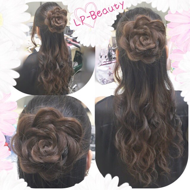 mamylpb's tweet photo. 時短ヘアメイク♡お花のバラヘアとカールウェーブ巻きで作るハーフアップ!ロングはただの巻きおろしより、ハーフのが早く作れる(ノ∀`笑))
#ヘアセット
#ハーフアップ
#バラヘア
#ヘアメイク
#hairarrangement
#Flowerbraid https://t.co/EmE7WFxn1g