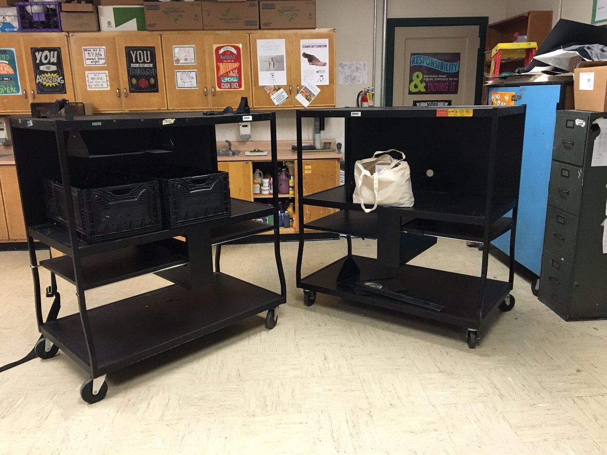 aperialie's tweet photo. Epic maker find- old AV carts that were in the surplus pile.  @WallArtCMS #MakerEd https://t.co/DjC8vXdT2H