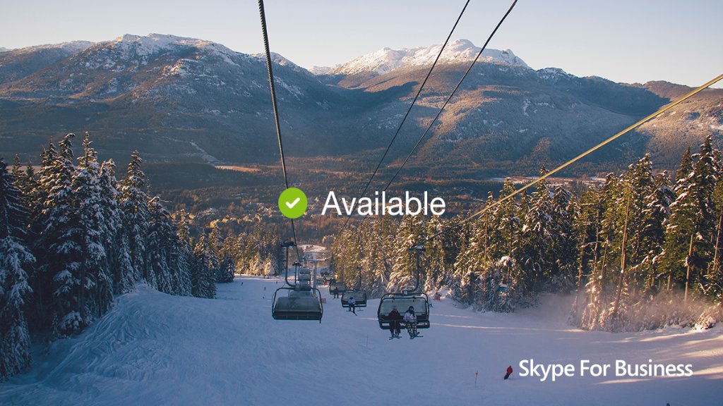 Out of the office? Let your contacts know when you're online &amp; available to chat with Skype for Business on mobile.