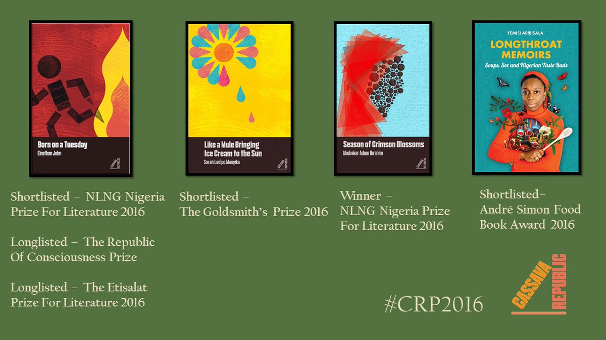 CassavaRepublic's tweet photo. #CRP2016 A fabulous year for these fantastic authors, we couldn't be prouder! @elnathan_john @Moonchild509 @yemisiAA, Sarah Ladipo Manyika https://t.co/bvj38UWzV2