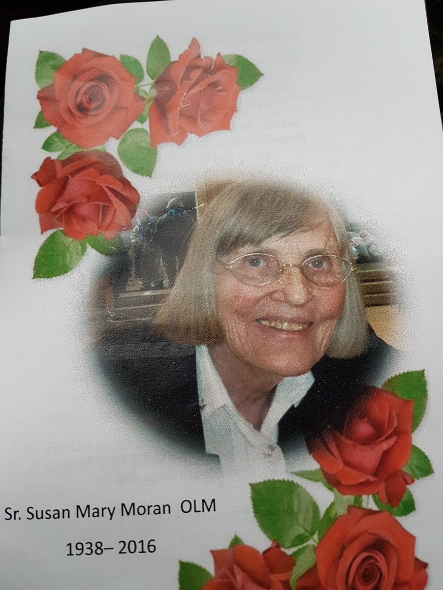 Beautiful funeral today for Sr. Susan Moran, Out of the Cold co-founder. The face of Jesus to the homeless. Mercy personified.