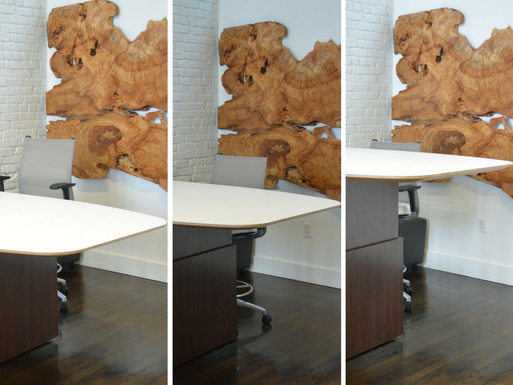 CreativeWoodCW's tweet photo. A solution for the modern office: adjustable height tables! Change the height of this huddle table at the touch of a button. #designstolife https://t.co/3nn0ESvxmT
