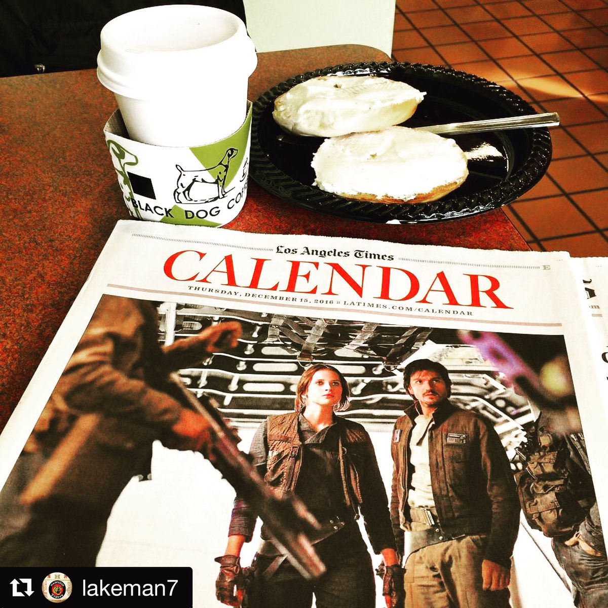 blackdogLA's tweet photo. #Repost @lakeman7 with @repostapp. . It's a Star Wars kind of morning at The Dog🎟🎬. #hollywoodlife. #TheDog #blackdogla #coffee #MircleMile https://t.co/51CByj80WU