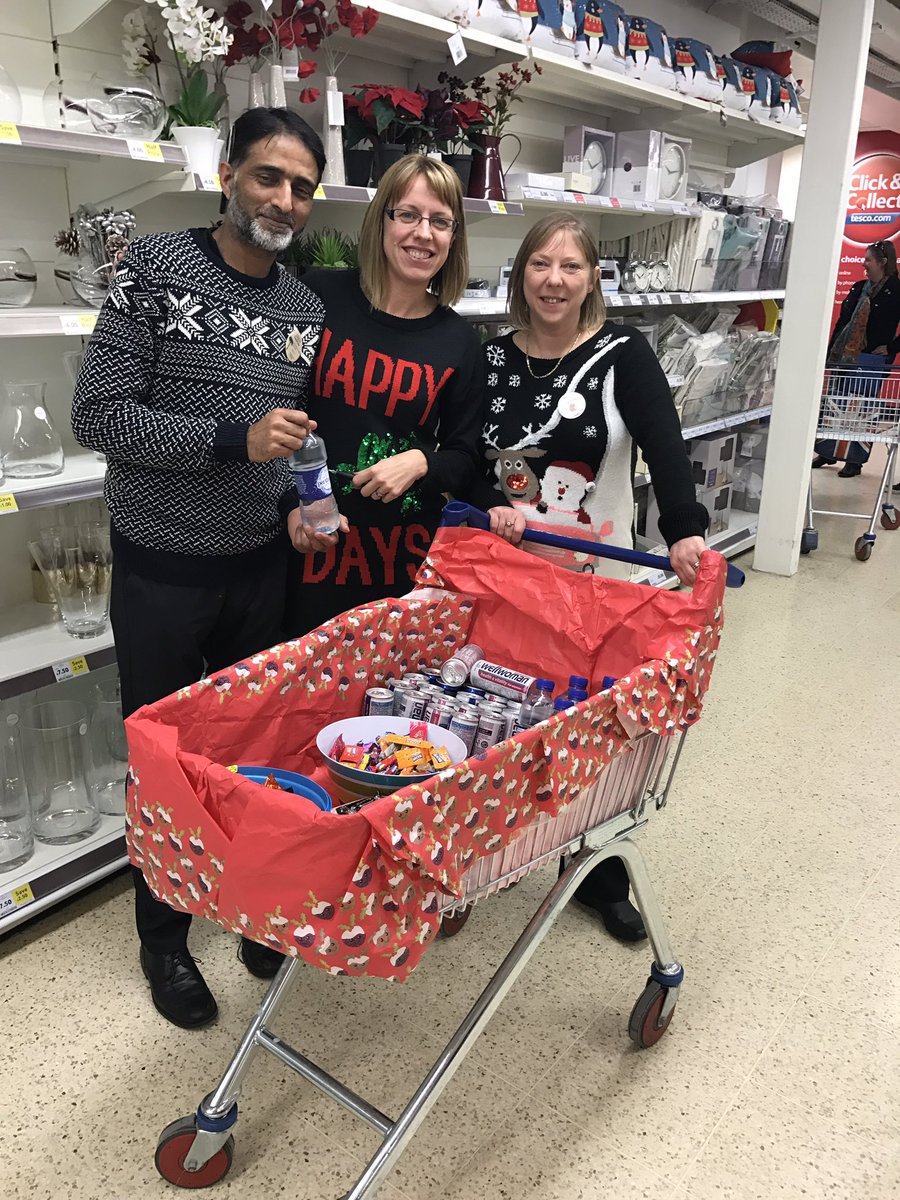 Wendy Gray supporting customers and staff with a survival trolley full of goodies on this busy Xmas week! <a href="/clairefweir/">Claire Pickthall</a> <a href="/jmt8w/">@jmt</a>