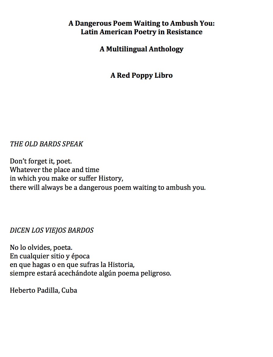 PabloNerudadoc's tweet photo. @EmilyVizzo Check it:multilingual anthology LatAm Poetry in Resistance fcomin @FundVictorJara @cilantroman @ElicuChihuailaf @GiocondaBelliP+ https://t.co/hKZARlVlQ4