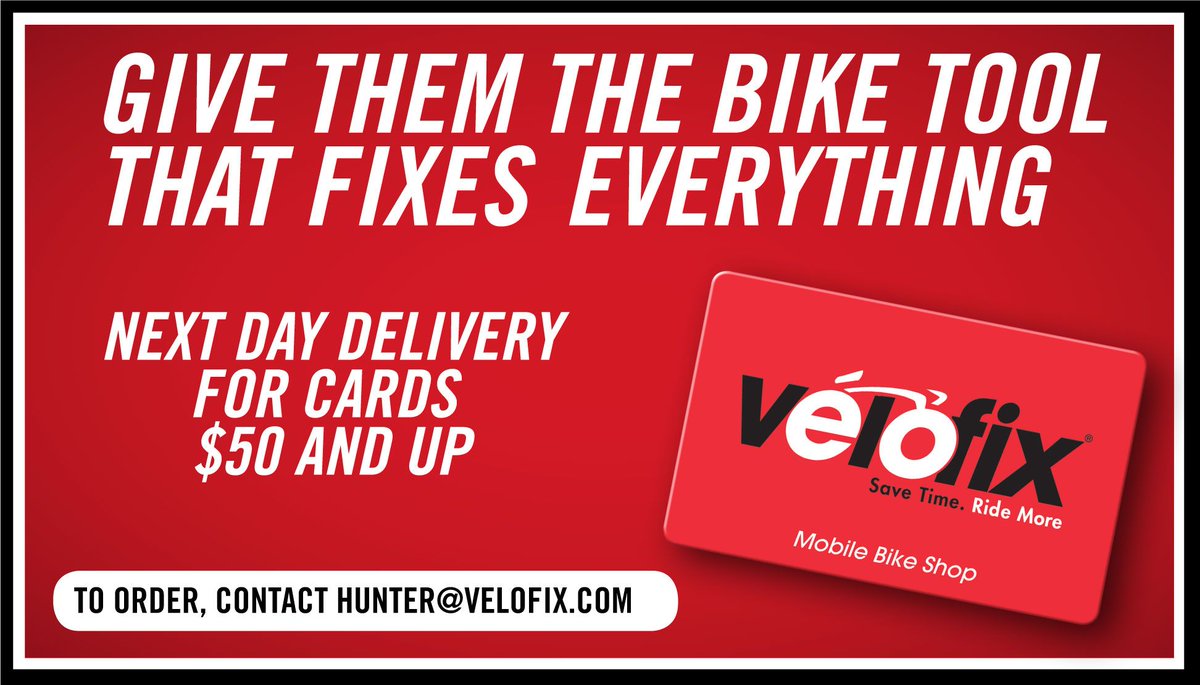 We will hand deliver your Gift Card in time for Christmas!
Contact Hunter@velofix.com to purchase your gift cards. 
#bestgift #christmas