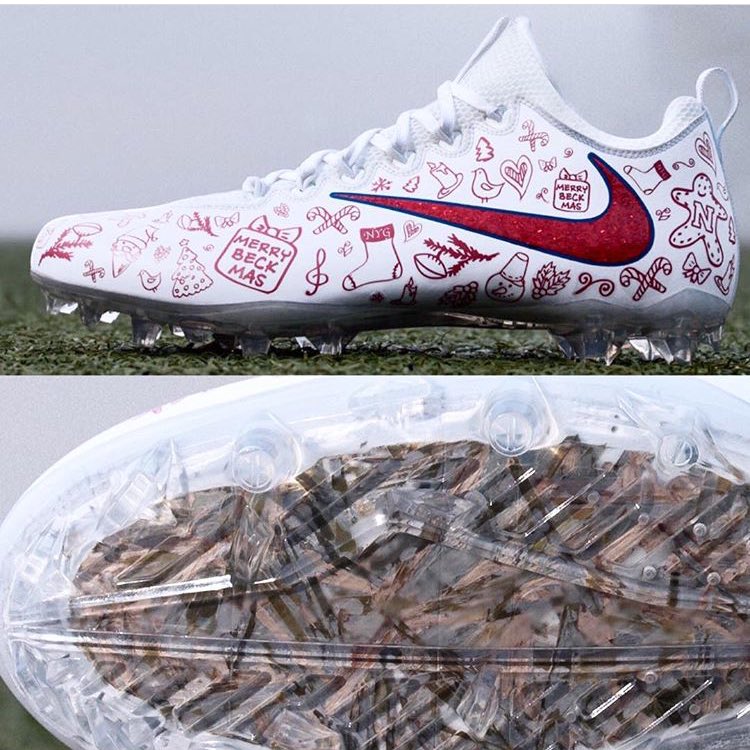 EliteAthGear's tweet photo. OBJ's cleats for #TNF have grass from his high school field in them. Never forget where you came from! 🙌 https://t.co/HLXGejmqFa