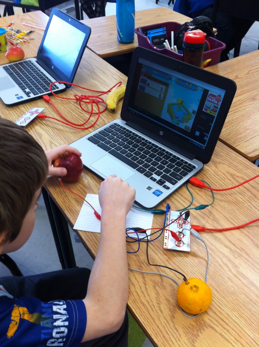 R_classroom's tweet photo. Tech Week Continued! Check out the creativity of Makey Makey!  It also teaches about circuits, conductivity and grounding. 💭 https://t.co/U3z6pAMWb6