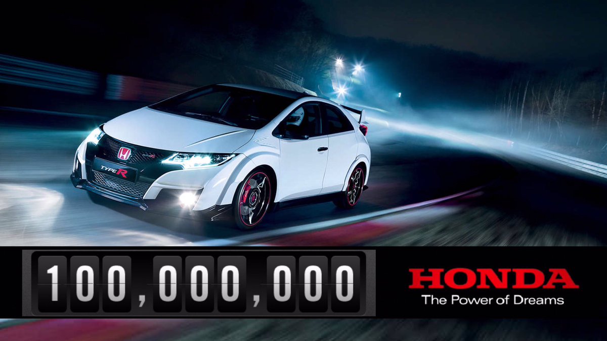 TypeR's tweet photo. #TypeR - contributing to over 100 million Honda cars produced since 1963. Thank you 100,000,000 times! https://t.co/itfw3YrGV9