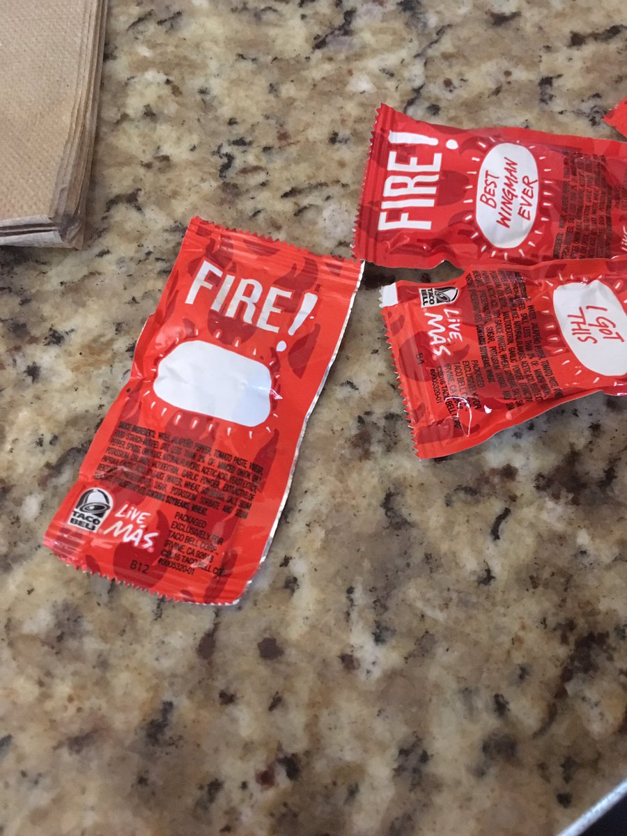 Clark_melton's tweet photo. Just got a fire sauce with no words, this has to be worth millions @tacobell https://t.co/foKr9mM7Ax