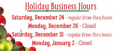 Holiday Hours