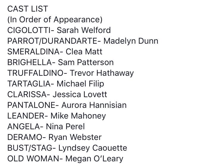 Here is the DramaFest cast list!!!
