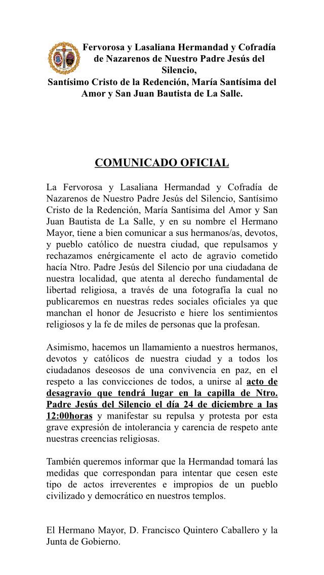 HdaddelSilencio's tweet photo. COMUNICADO OFICIAL https://t.co/gWNURjjj2s