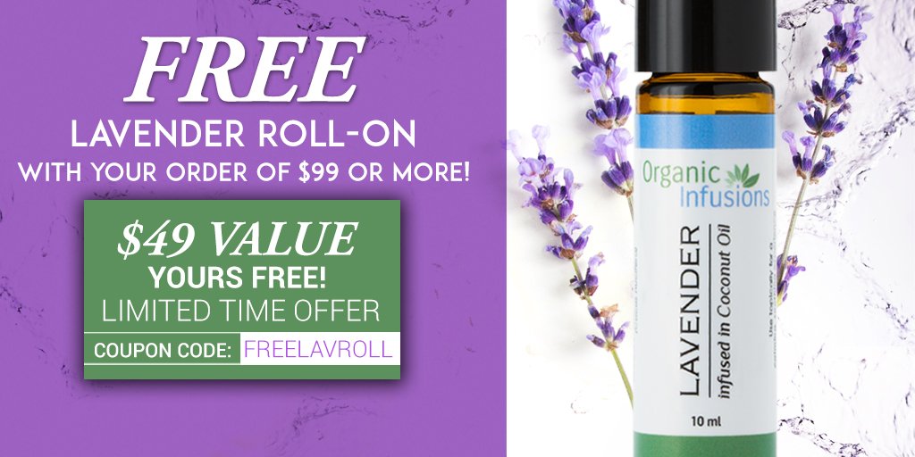 OInfusions's tweet image. Free Lavender Roll-On with your order of $99 or more! Coupon Code: FREELAVROLL #EssentialOils #Aromatherapy #Lavender #OrganicOils #Wellness