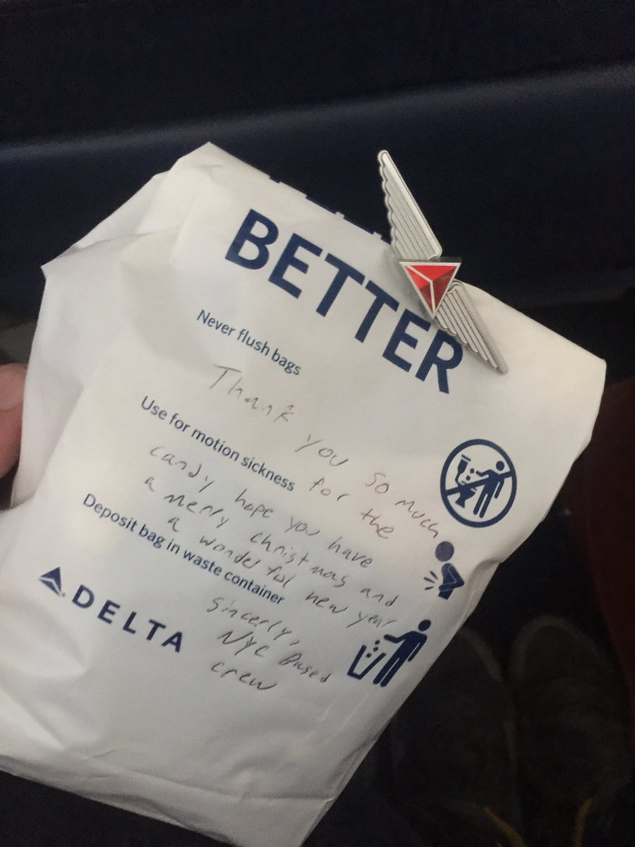 When I travel around a holiday I take chocolates to thank the crew 4 working.The NYC <a href="/Delta/">Delta</a> crew 1 upped w/a gift &amp; my first wings.