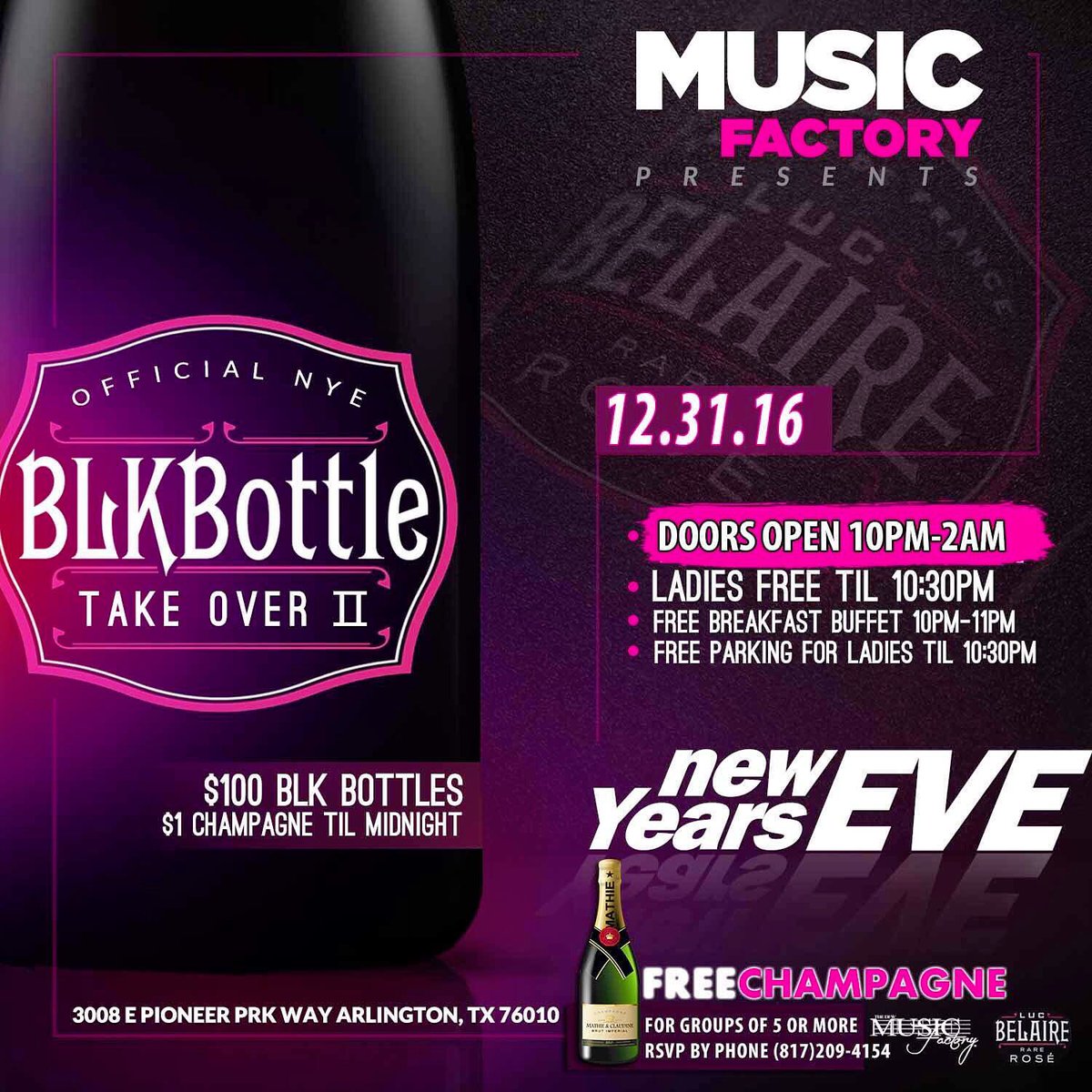 dfwmusicfactory's tweet photo. Get ready for #BlackBottleNYE at @dfwmusicfactory w/ @Jkruzonair + @iamdjsituation &amp; more • VIP call 817.209.4154 https://t.co/wmQ9yigjh0