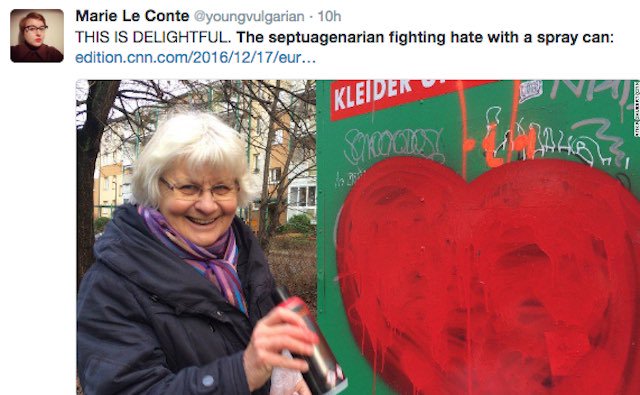 Karma_Leaf's tweet photo. Berlin Senior Uses Spray Paint to Turn Swastikas into Hearts - https://t.co/E4YigkNpMK https://t.co/YYQXdjmliD