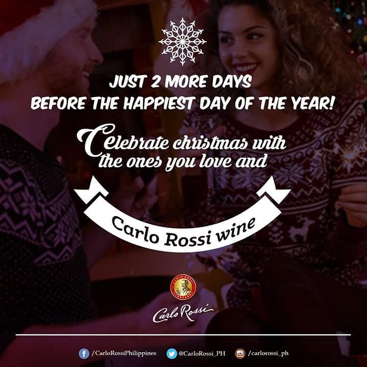 CarloRossi_PH's tweet photo. Christmas is just around the corner, be home with your loved ones and celebrate a bottle of Carlo Rossi wine. #CarloRossiPH https://t.co/bTvctSOTGN